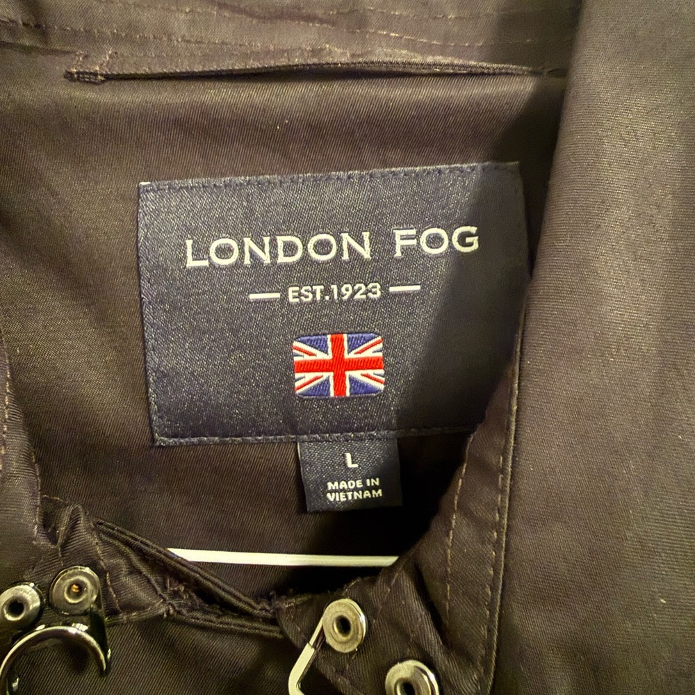 London Fog Women's Black Double Breasted Trench Coat with Hood - Size L - Picture 2 of 5